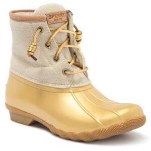 Women's Sperry Metallic Gold Duck Rainboots Size 7